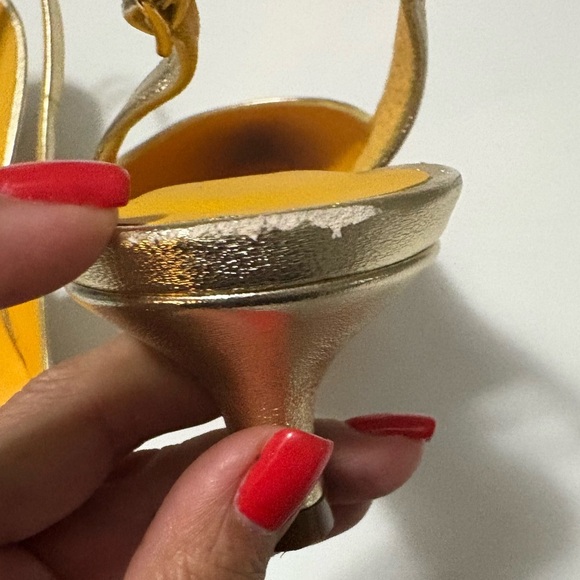 Mara Bini Italian Made Gold Leather Kitten Heel Slingbacks. 2in Heel. EU 38. - Picture 12 of 16